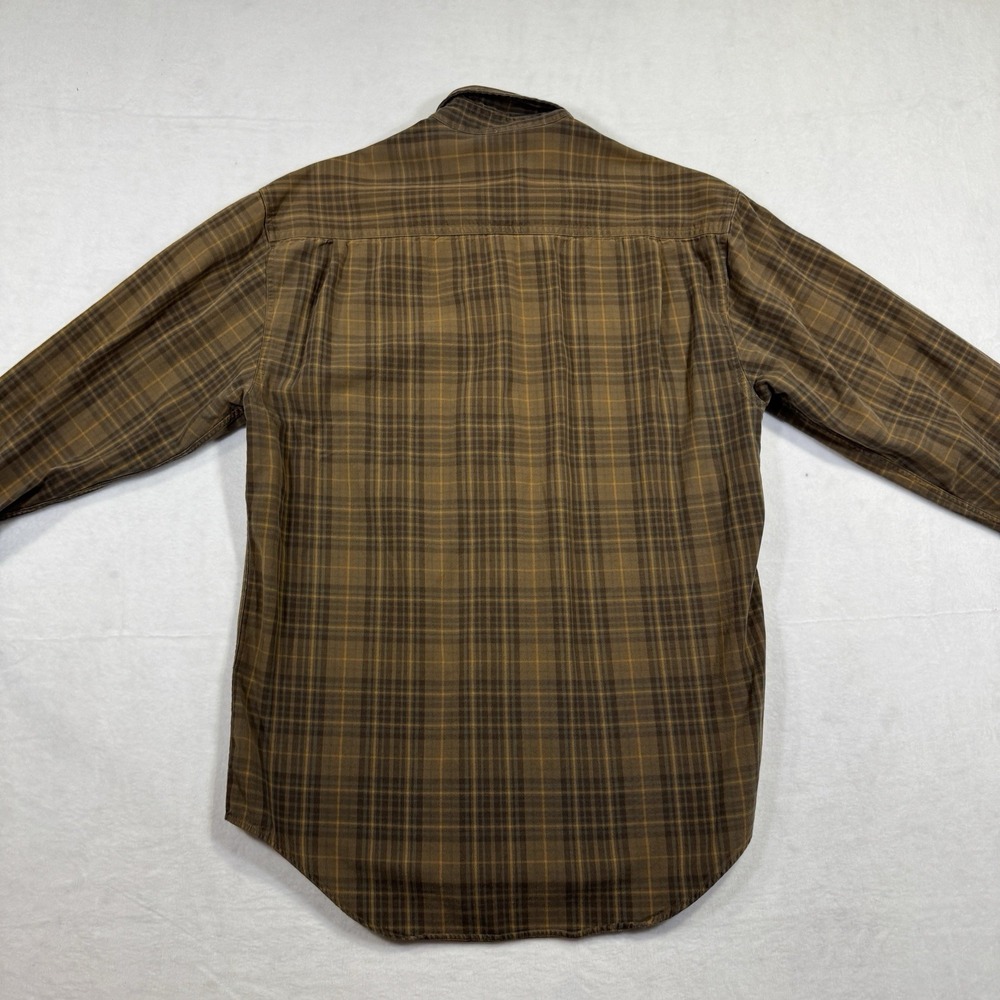 Vintage 90s GAP Mens S Plaid Button Down Shirt Brown Gold 100% Cotton Hong Kong - Picture 7 of 7